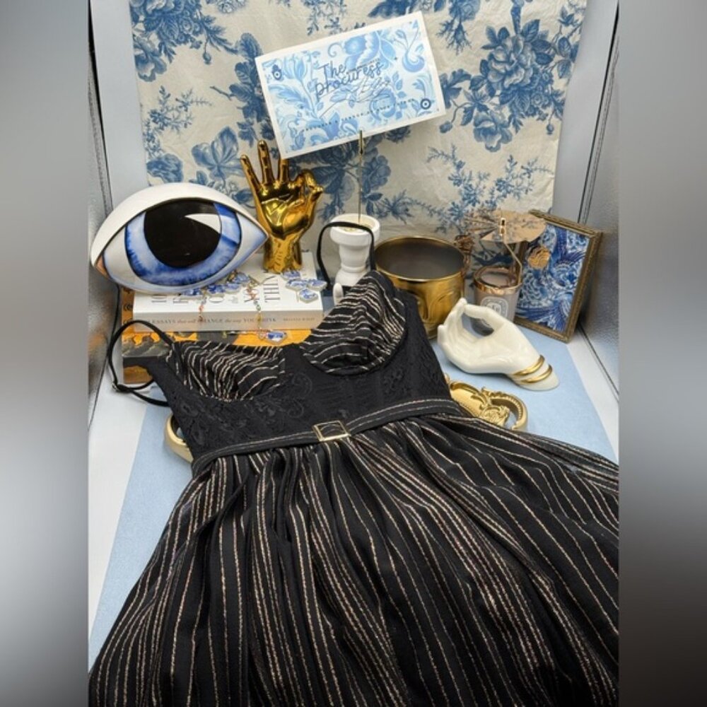 🆕 PATBO 🧿 NWOT Prism Lace & Lurex Metallic Thread Midi-Dress, Sz BR 36 US 4 - Picture 13 of 15
